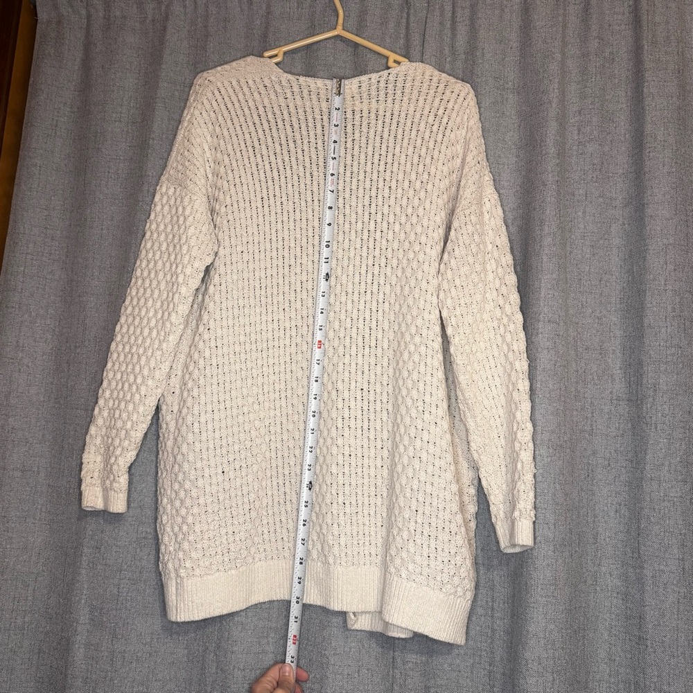 Anthro Atelier Nicole Miller Cardigan XL Cream Open Knit Boho Lightweight - Picture 4 of 6